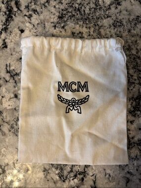MCM Cream Drawstring Logo Belt Dust Bag
